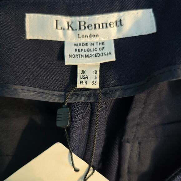 L.K. Bennett Martina Sailor Pant Crop Wide Leg Midnight Blue Size 6 NEW - Picture 4 of 9